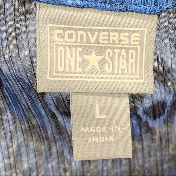 NWT Converse One Star Blue Sleeveless Tunic Top Blouse Boho Preppy Size L - Picture 2 of 12